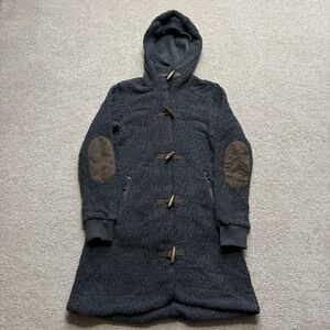 Bergans Of Norway Coat Womens Small Gray Wool Hooded Toggle Knit Parka Sweater